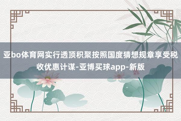 亚bo体育网实行透顶积聚按照国度猜想规章享受税收优惠计谋-亚博买球app-新版
