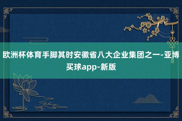 欧洲杯体育手脚其时安徽省八大企业集团之一-亚博买球app-新版