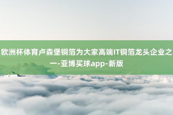 欧洲杯体育卢森堡铜箔为大家高端IT铜箔龙头企业之一-亚博买球app-新版