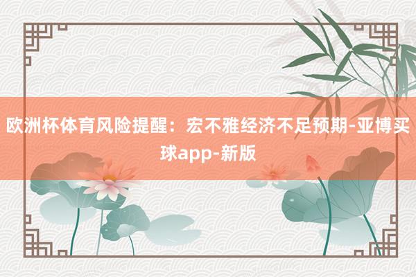 欧洲杯体育风险提醒：宏不雅经济不足预期-亚博买球app-新版